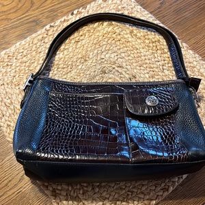 Brighton bag black with brown alligator print